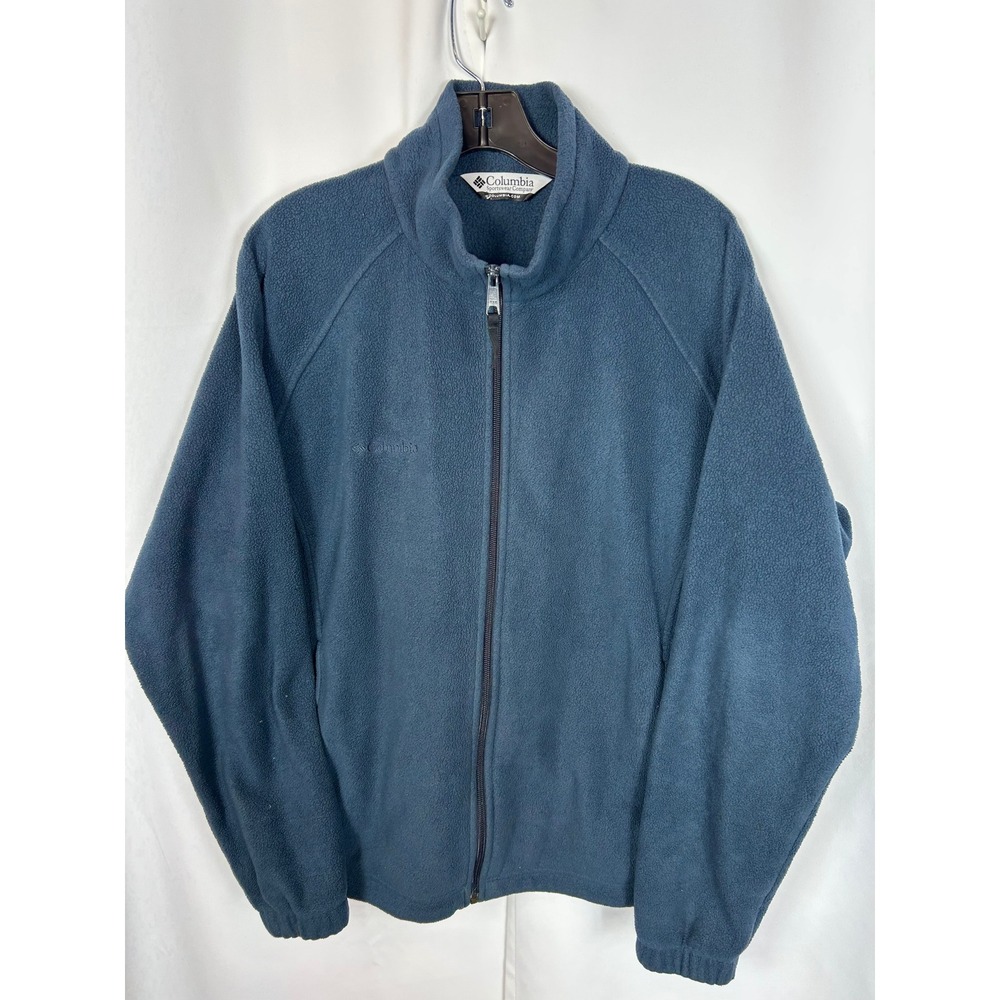 Y2K Columbia Navy Blue Solid Fleece Full Zip Jacket Gorpcore Outdoor Gear